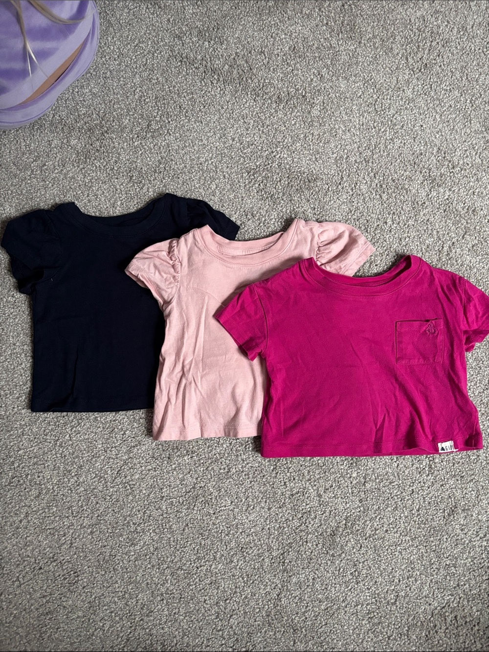 GAP Girls Short Sleeve Tees in Navy, Light Pink & Magenta